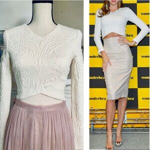 Nicholas Textured Long Sleeve Crop Top